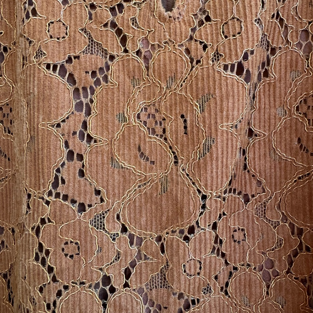 Anthropology Dolan corduroy Lace Puff-Sleeve Top in Rust Orange - Picture 9 of 10
